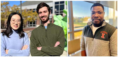 Side by side portraits of the three student researchers